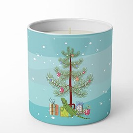 Caroline's Treasures CK4544CDL Iguana Merry Christmas 10 oz Decorative Soy Candle Nature Soy Wax Essential Oil Home Decor Ideal for Bedroom Kitchen Bath Office Gift, 10 oz