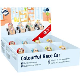 Small Foot 10704 Wooden Pull-Back Toy in A Racing Car-Style, 4 Different Designs, Pull-Back Mechanism