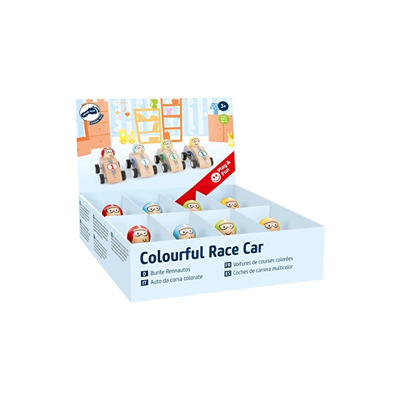 Small Foot 10704 Wooden Pull-Back Toy in A Racing Car-Style,