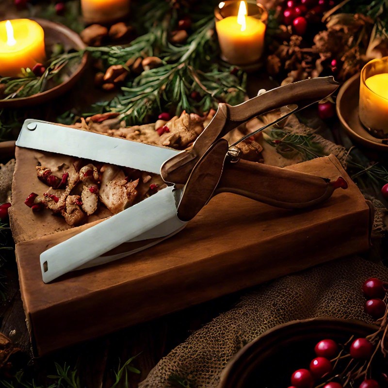 Cutting Board Scissor,Kitchen Food Scissors,2 in 1 Smart Cutter Food