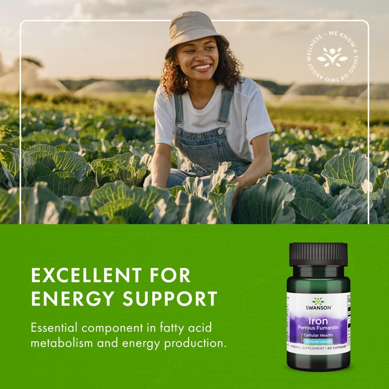 Swanson Iron (Ferrous Fumarate) - Mineral Supplement Promoting Energy Support