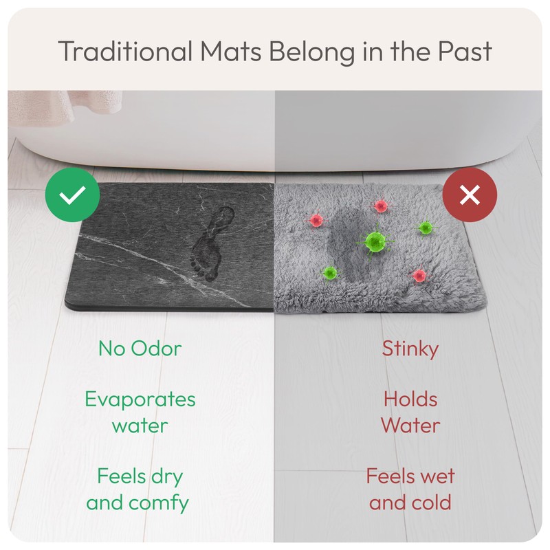 STATETRA Stone Bath Mat Quick-Dry Absorbing Diatomaceous Earth Bath Mat