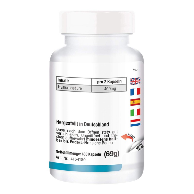 Hyaluronic Acid 200 mg – 180 Capsules – Vegan –