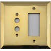 Jumbo Stamped Unlacquered Brass Two Gang Combo Wall Plate -