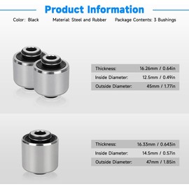 MOCW 540-168 3PCS Rear Suspension Knuckle Bushing Kit Compatible with Jeep Cherokee 2014-2018, Replace# 5090072AD 5090072AE 5090073AD 5090073AE 5090095AC K202090