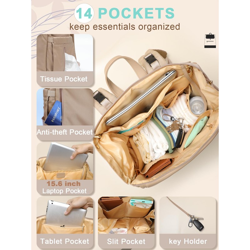 MOMINSIDE Diaper Bag Backpack - Large Baby Diaper Bag with