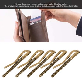 Atyhao 5Pcs Spring Money Clip, 3in Wallet Spring Money Clip Cash Holder Clip for Leather Wallet Purse Credit Card Holder(Bronze)