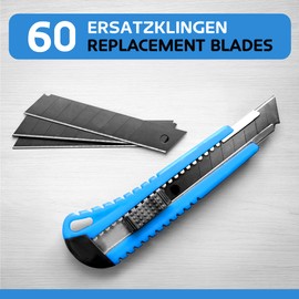 EFFEKTWERK Effektwerk Cuttermesser-Klingen (Schwarz, 60er-Pack), 18-mm-Ersatzklingen fr Allzweckmesser, robuste Abbrechklingen aus Karbonstahl