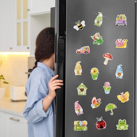 Saillong 20 Pcs Spring Diamond Painting Magnets Upside Down Pineapples Tulip Flowers Diamond Art Painting Kits Cute Diamond Painting Magnets for Home Refrigerator Adults DIY Crafts(Spring)