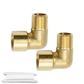 Bwintech 2 Pcs 90 Degree 1/2" Female to 1/2" Male BSP Thread Brass Elbow Connector Pipe Fitting for Pipe Connecting Conversion