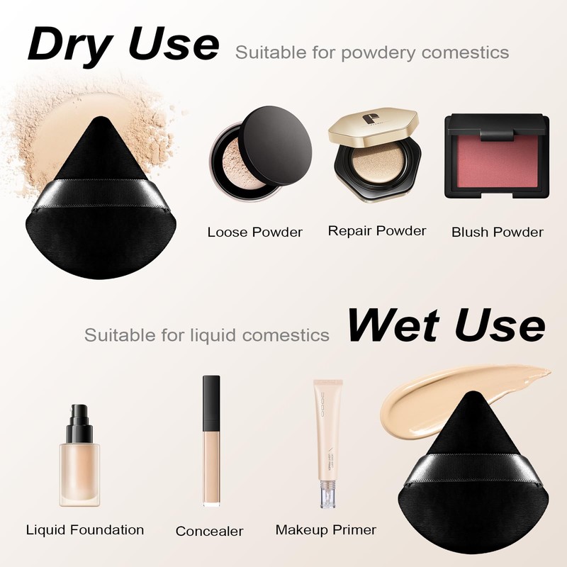 Triangle Setting Makeup Powder Puffs - Reusable Face Powder Puff