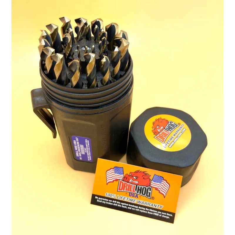 Drill Hog® 29 Pc Drill Bit Set Bit Tank™ HI-Molybdenum