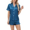 Vamodry Womens Pajamas Ste Silk Satin Short Sleeve Shorts Button