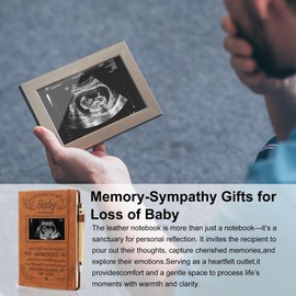 Letter to My Baby in Heaven Leather Grief Journal, Sympathy Gifts for Loss Of Baby, Angel Baby Memorial Gift -Leather A5 Notebook and Angel Pocket Hug Keychain, Loss of Child Travel Photo Diary