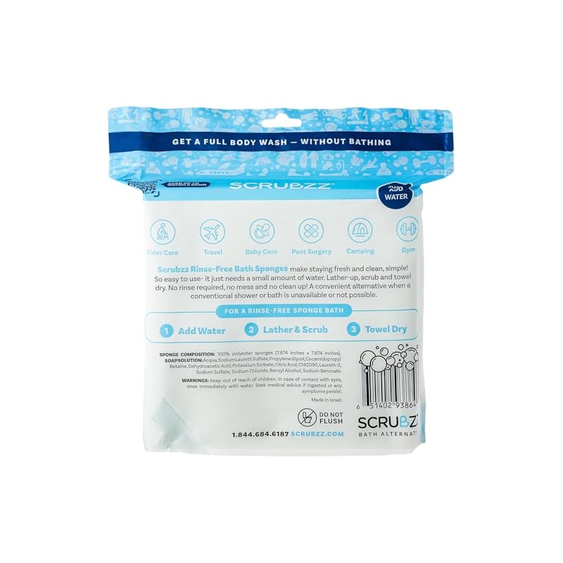 Scrubzz Toallitas de baño desechables sin enjuague, paquete de 25