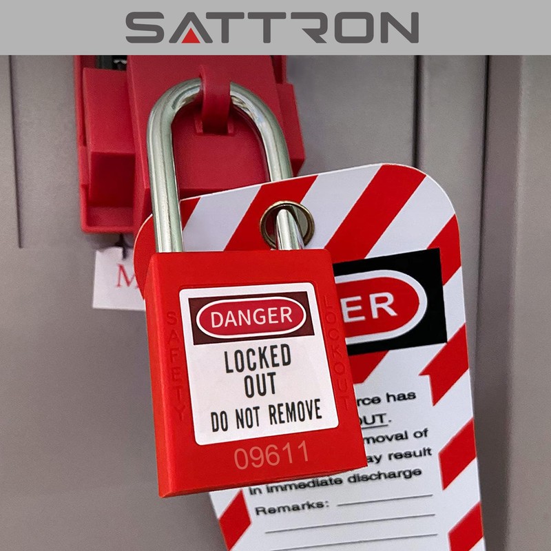 SATTRON Lockout Tagout Locks, 5 Red Safety Padlocks OSHA Compliant,