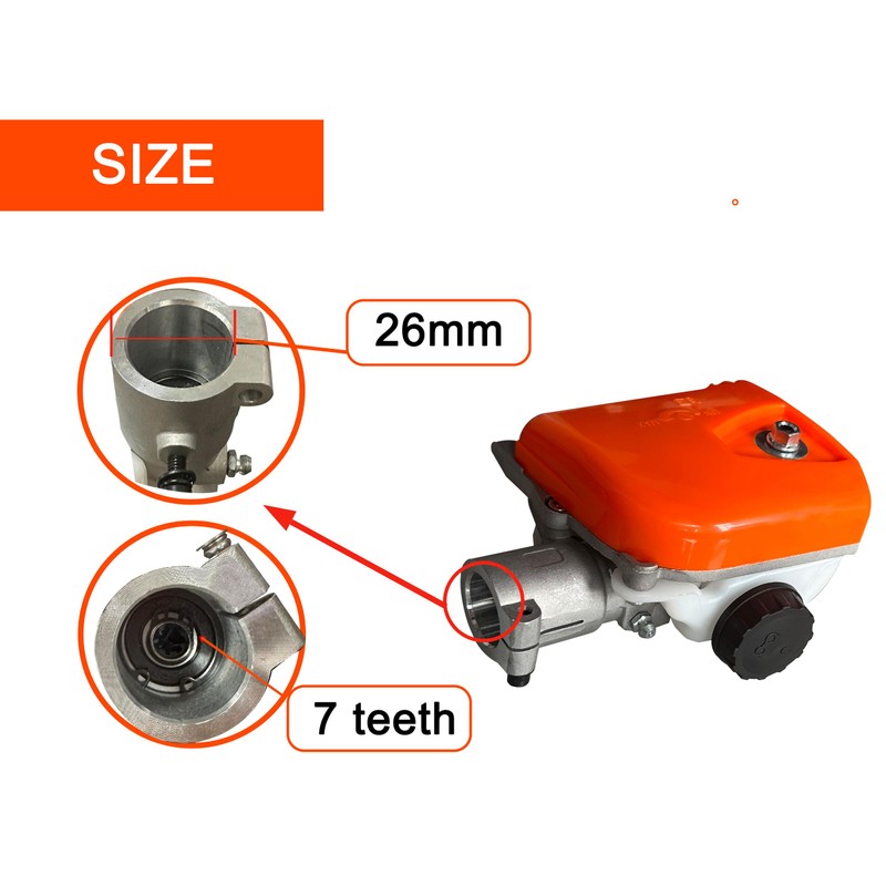 Demasion is 26mm 7 teeth Chain Saw Gearbox Fits for