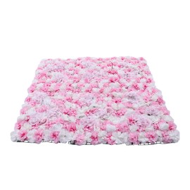 DYNAMI Artificial Flower Wall Panels, 6 Pack 24"x16" 3D Flower Wall Panel Floral Backdrop,Flower Wall Decor for Wedding, Party, Nursery, Baby Girl Room, Home Decor(6Pcs Dahlias&Roses Pink&White)