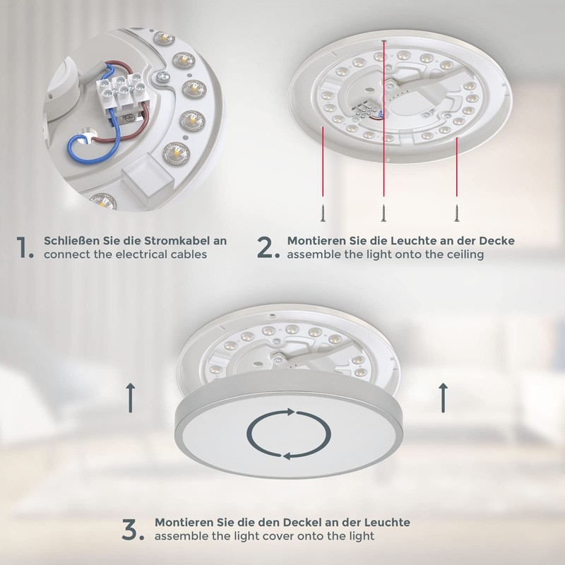 B.K.Licht - Ceiling Light for the Bathroom, Neutral White Light