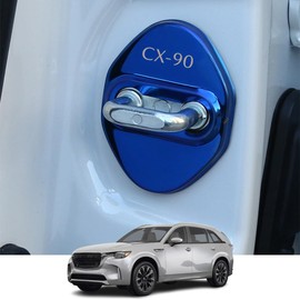 Kakash Custom Interior Accessories for Mazda CX-90 CX90 2024 2025 Stainless Steel Car Door Lock Latches Cover,Car Door Lock Protector Car Door Latch Cover Striker 4Pcs/Set(Blue)