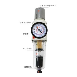 RIH Air Regulator, 1/4" Filter Regulator for Air Compressor, Water Eliminator, Water Separator, Filter Valve, Dust Control, Pressure Setting, Pressure Gauge, Includes Coupler, Automatic Drain (1