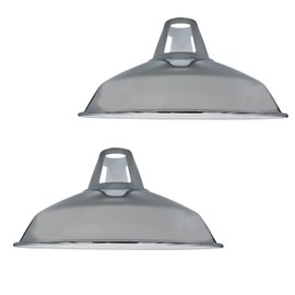 Pair of 2 Retro Modern Metal Lamp Shades Chrome 30cm Ceiling Light Shades Easy Fit Lampshades for Vintage Industrial Pendant Lights Bedroom Kitchen Bathroom Antique Shade Hanging Light Shade