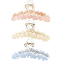3 PCS Jelly Heart Shaped Hair Clips, Nonslip Large Hair Clips for Thick and Thin Hair Strong Hold Big Hair, Sweet Pretty Acrylic Hearts Claw Clip Hair Accessories (Style 1, One size)