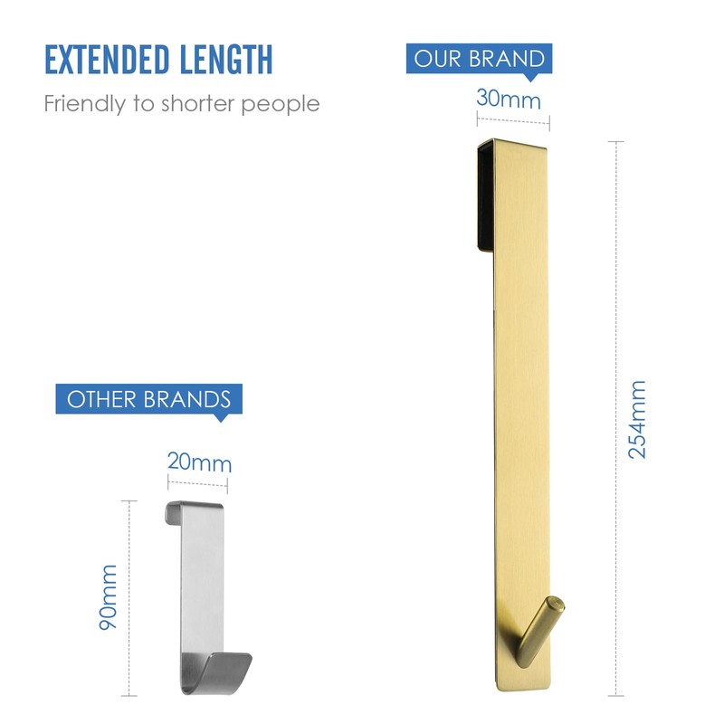Simtive Extended Shower Door Hooks (10-Inch), Over Door Hooks for
