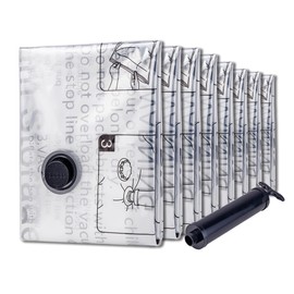 SUOCO Vacuum Storage Bags (8 Small), Space Saver Bags for Clothes, Bedding, Pillows, Comforters, Blankets Storage, Vacuum Sealer Compression Airtight Bags with Travel Hand Pump