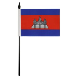 Cambodia Table Flag 4'' x 6'' - Cambodian Desk Flag 15 x 10 cm - Black plastic stick and base - Drapeau Cambodge AZ FLAG