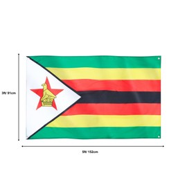 Runesol Zimbabwe Flag, 91x152cm, 3ft x 5ft, 4 Grommets, Zimbabwe Unity Day, Eyelet In Every Corner, Premium Flag, Inside, Outside, Vivid Colours, Workers Day
