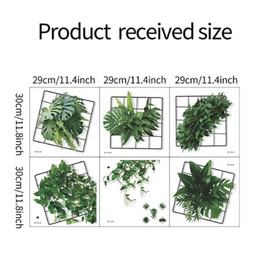 VZU 3D Effect Vivid Green Plants Monstera Leaf Ivy Grid Wall Decor Decal, Green Plant Wall Sticker, Vinyl Removable Green Leaves Wall Stickers, Wall Decor Wallpaper for Bedroom Living Room Porch