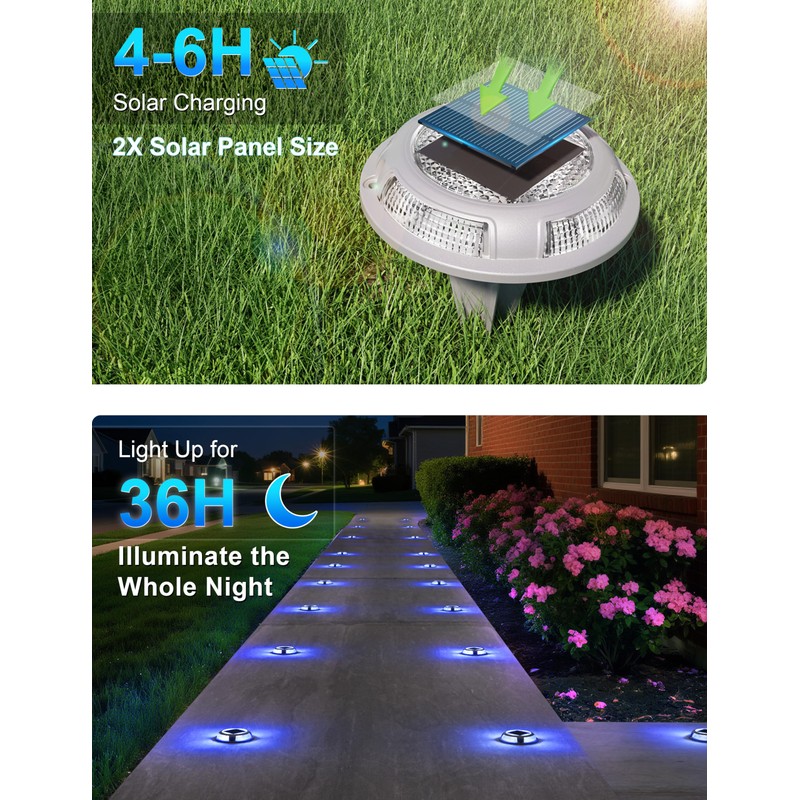 VOLISUN Solar Driveway & Deck Lights 8 Pack Waterproof Dock