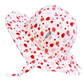 Jan & Jul baby toddler kids wide brim sun hat, UV protection 50, cotton sun hat, adjustable chin strap - strawberry