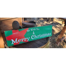 Rustic Rhetoric Signs We Wish You A Merry Christmas Distressed Primitive Country Wood Sign - 6" x 20"