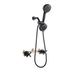 CISTPOFS 2 Handle Shower Faucet Matte Black, 2 in 1 Shower Combo Set with Handheld Shower, Rough-in Valve Wall Mounted