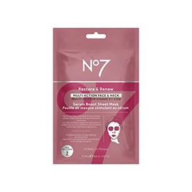 No7 Restore y renueve la máscara de refuerzo de suero facial y cuello multiacción, antienvejecimiento, reafirmante y reductora de arrugas para hidrata