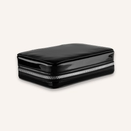 Woosh Fold out Case | Fashionable Makeup and Brush Case | Hard sided for travel and on to go | fits palette and brushes | Zips up for secure travel (Black)