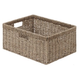 StorageWorks Extra Large Wicker Baskets for Organizing, Seagrass Storage Basket with Built-in Handles, 1 Pack