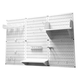 Pegboard Organizer Wall Control 4 ft. Metal Pegboard Standard Tool Storage Kit with White Toolboard and White Accessories