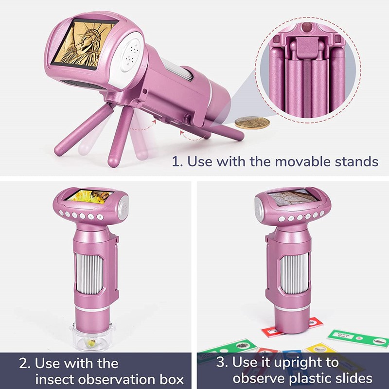 Kids Microscope Kit 1080P Portable Handheld Electronic Digital Microscope with