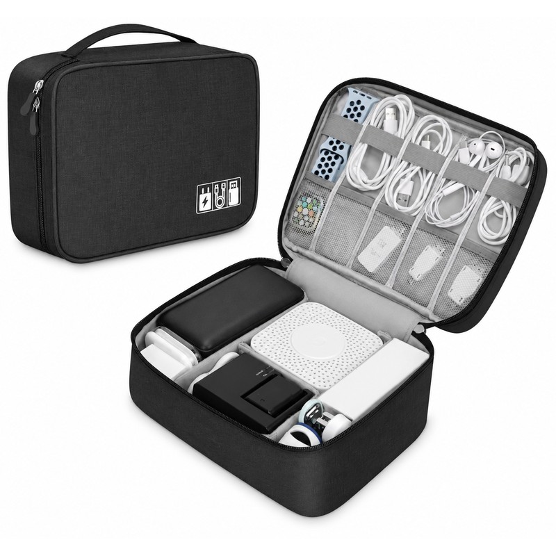 Waterproof Cable Storage Bag, Portable Electronic Organizer Case for USB