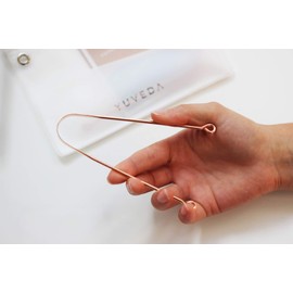 Copper Tongue Cleaner | 2 Ayurveda Tongue Scrapers for Ayurvedic Ritual | Successfully Fight and Eliminate Bad Breath | Remove Tongue Plaque | Includes Travel Bag - Yuveda