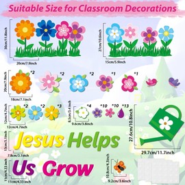 Spring Bulletin Board Decoration Set Jesus Borders Cutouts Religious Bulletin Board Sets for VBS 2025 Sunday School Bible Classroom Door Christian Welcome Craft Home Wall (Jesus Helps Us Grow)