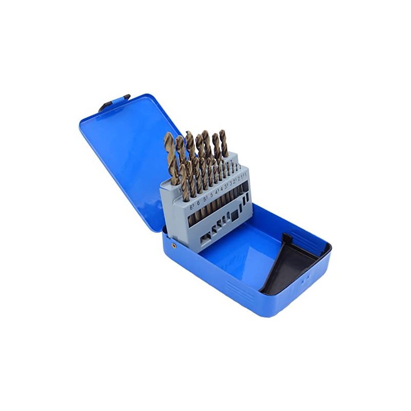PeTools 19-Piece Stainless Steel Drill Bit HSS-E (1-10 mm) Cobalt