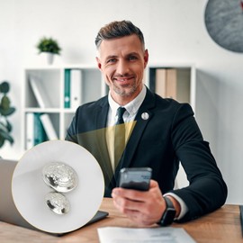 Pack of 32 Large Buttons, Buttons for Sewing, Vintage Buttons Gold, Buttons for Cardigan, Buttons Silver, 18 mm 25 mm Round Buttons for Blazer, Suits, Wool Coat Buttons for Men and Women