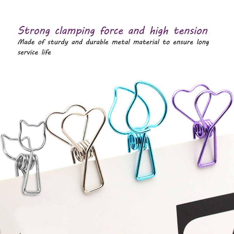 100pcs Cat Binder Clips Cute Cartoon Strong Clamping Force Metal