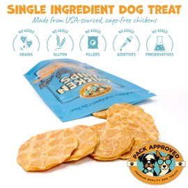 Pack Approved Chicken Chips for Dogs - Crunchy Chicken Dog Treats for Training - Single Ingredient Dog Treat - Dried Chicken Treats for Dogs - 100% Chicken Breast Dog Treats, All-Natural - 4oz