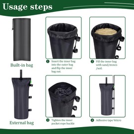 MOYIZA Canopy Weights for Tent Legs - Set of 4 Heavy-Duty Gazebo Sand Bag Weights, 112 lbs, Black Outdoor Sandbags for Pop Up Tents and Patio Furniture, Tent Weight Bags for Canopy Stability