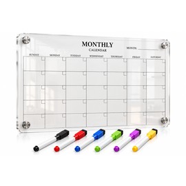 Magnetic Acrylic Fridge Calendar – Clear Dry Erase Monthly Planner for Refrigerator, Reusable Family Schedule & Kitchen Organizer with Marker Pen, 11.81 × 7.87 Inch